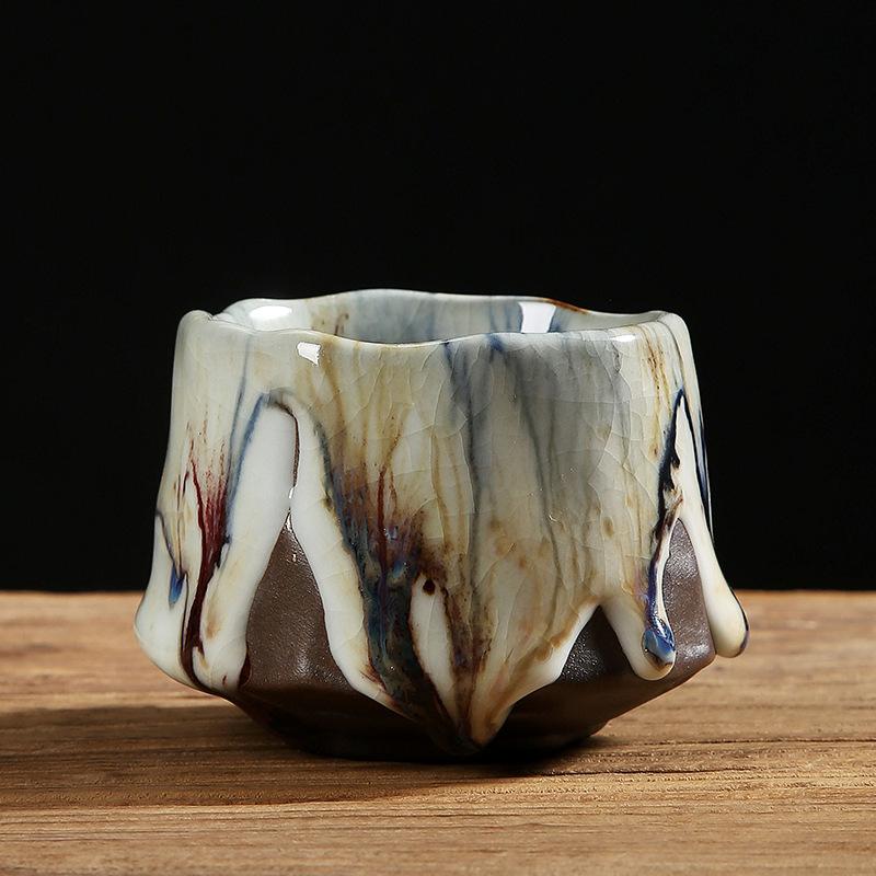 Ru Kiln Ceașă de ceai din ceramică în stil chinezesc Kung Fu Accesorii pentru ceai Căni de cafea pentru acasă, retro, creative.