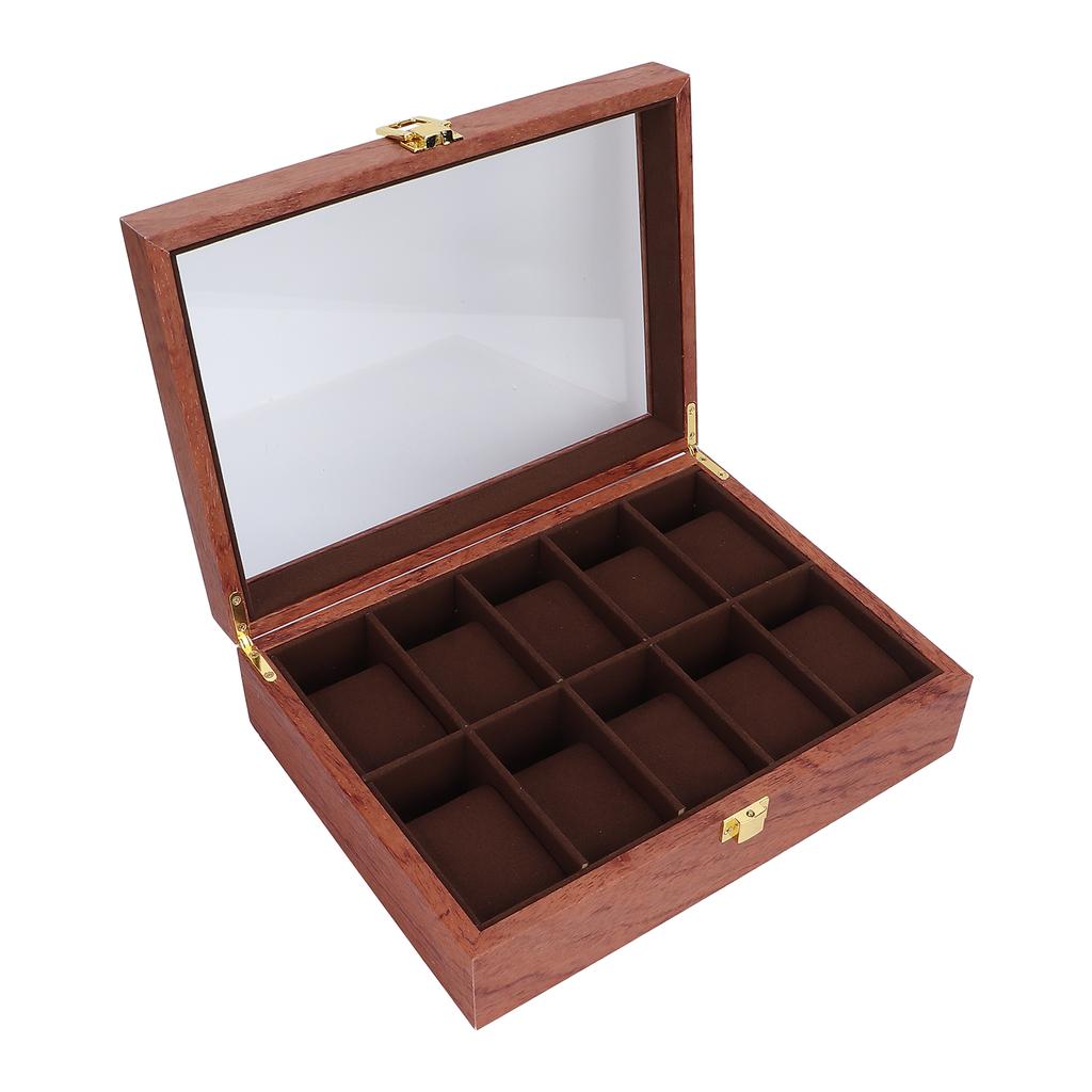 10 Slots Watch Dislpay Box Soft Pillow Watch Organizer Watch Storage Case with Glass Lid