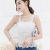 Lace Trim Underwear Camisole with Chest Pads - Women's Versatile Anti-Exposure Long Bra