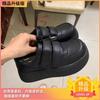 Thick-soled Spice Girls Height-increasing Shoes 2025 New Autumn Korean Version Versatile Small Black Shoes Velcro Sports Casual Board Shoes Women