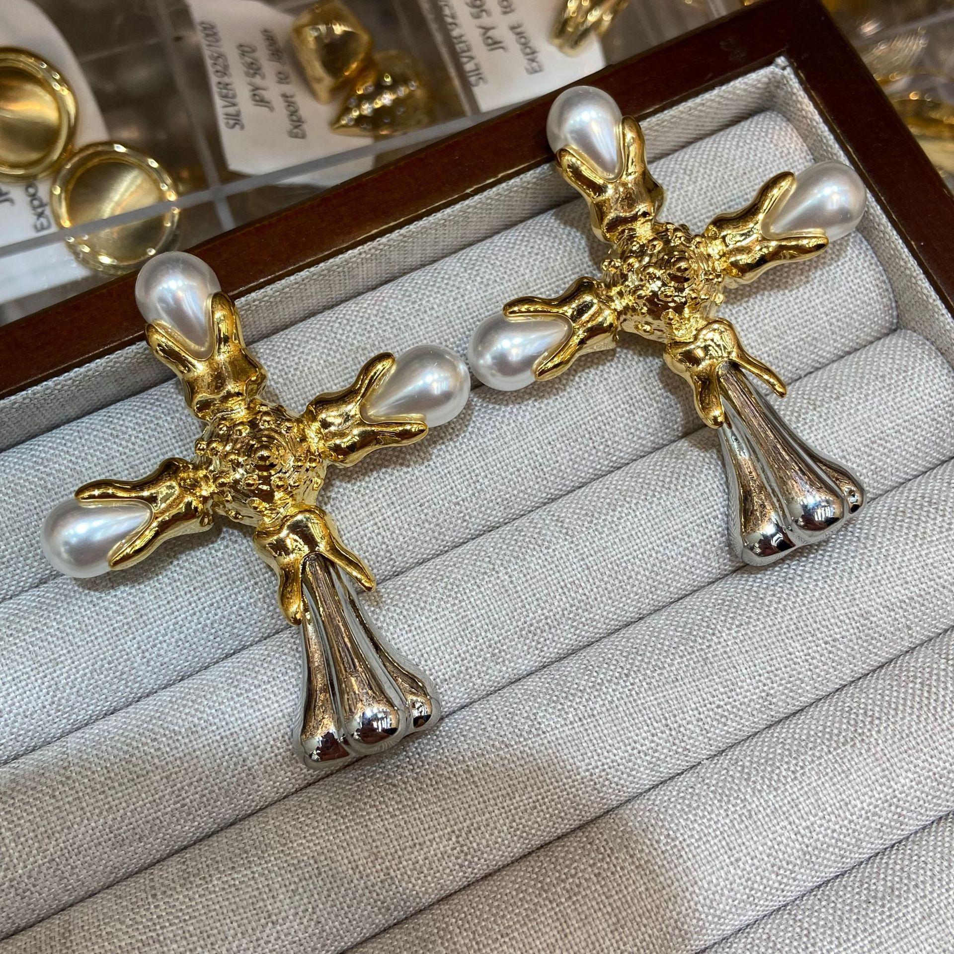 Fashion Ol Commuter Style Women S Earrings Personalized Cross Set Design Stud Earrings Women