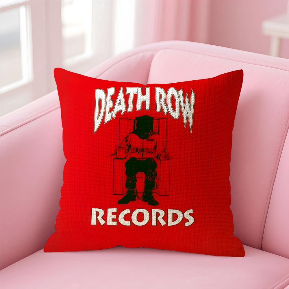 D-Death Row R-Record Label Cushion Cover Natural Linen Pillow Case Double-Sided Print Decorative Sofa Pillowcase Home Decor Gift
