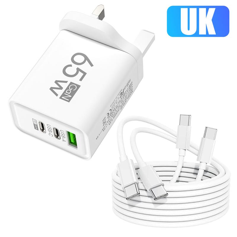 65W USB C Charger GaN Fast Charging Charger PD Quick Charge 3.0 Type C EU UK Plug Adapter for Samsung IPhone  Xiaomi Oppo