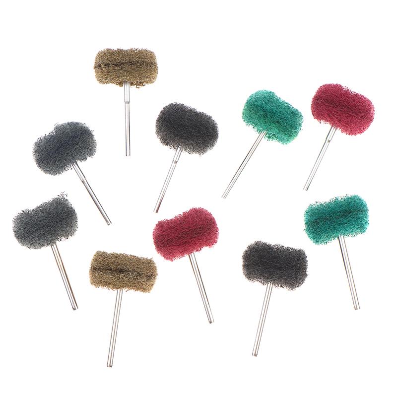 10Pcs Mini Drill Abrasive Brush Fiber Scouring Wheel Pad Cleaning Polishing Sanding Head Electric Grinder Brushes Rotary Tools