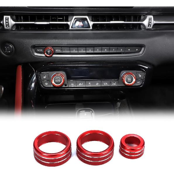 Daeiclru Air Conditioner and Volume Knob Cover Compatible with Toyota Supra GR A90 A91 MK5 2018-2022, Aluminum Alloy Centre Console Air Conditioner