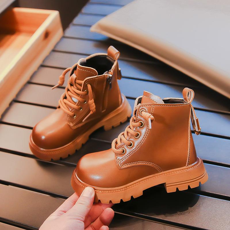 Boys Boots Children's Autumn and Winter Short Boots with Thickened Lining In British Style