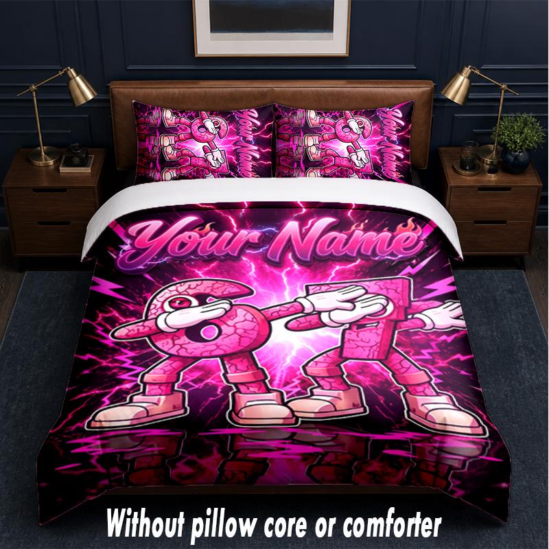 Neon Theme Custom Text Or Name 3Pcs Bedding Set,1 Flat Sheet & 2 Pillowcases Personalized Home Bedding