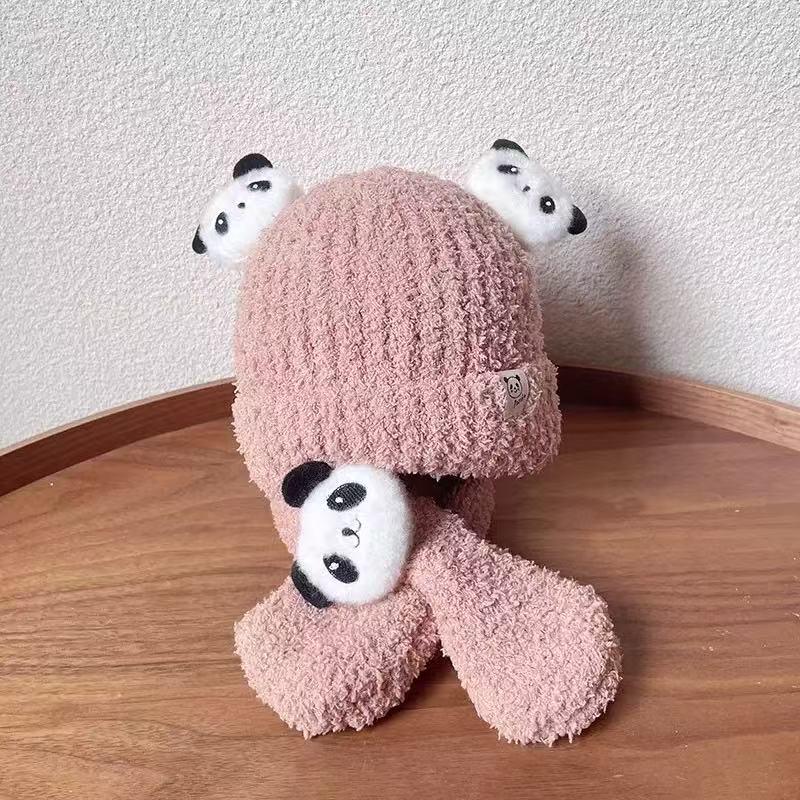 Kids' Wool Hat & Scarf Set with Fleece Lining, Cute Korean Style Pullover for Boys & Girls
