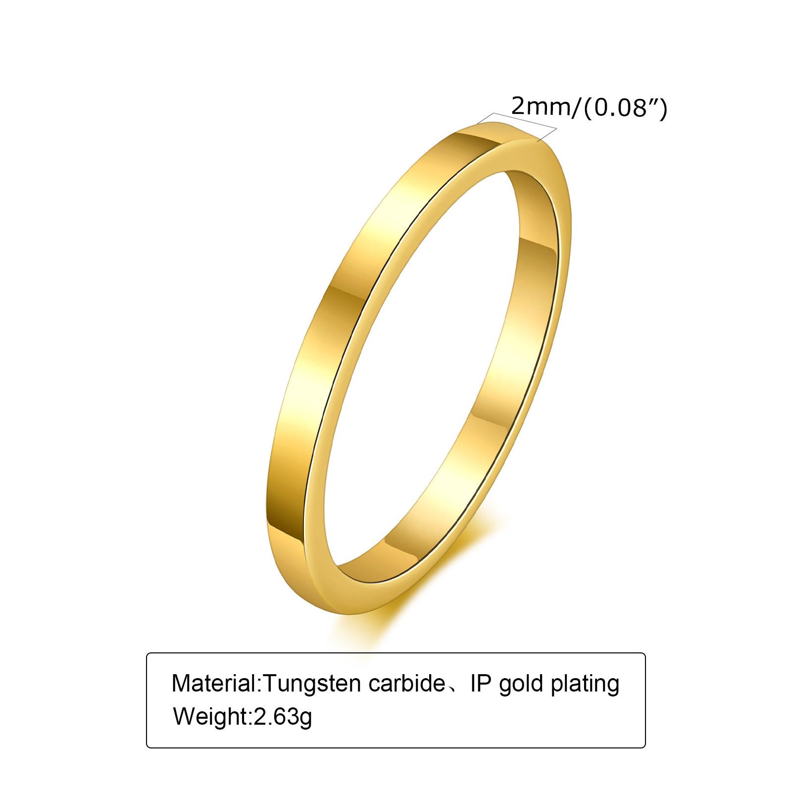 

Vnox 2mm-8mm Anti Scratch Tungten Ring for Women Men, Simple Gold Plated Wedding Bands, Minimalist Ring Gift 12