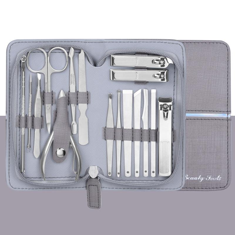 

Профессиональный набор инструментов для маникюра, 16 шт., уход за лицом, руками, ногами, отшелушивающий педикюр, толкатель для стрижки ногтей, ножницы, пинцет, инструменты для дизайна ногтей