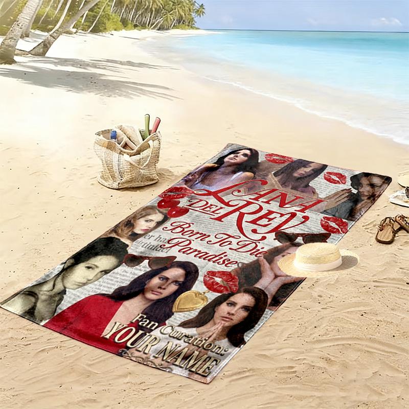 Name Custom Lana Del Rey Poster Print Beach Towel, Large Soft Quick Dry Towel for Beach Camping Swimming