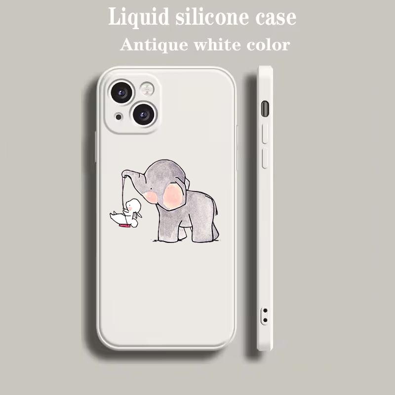 Luxus Farb-Handyhülle Für iPhone 15 14 13 12 mini 11 Pro Max XS X XR SE 7 8 Plus Silikon Beige Hülle Pärchen-Stil Cartoon