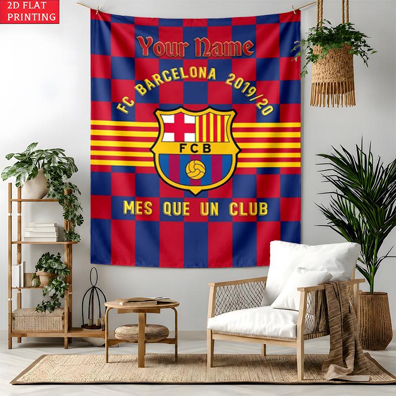FC Barcelona Vlastní jméno Gobelín Personalizované Nástěnné Umění Závěsný Bohemský Domácí Dekorace pro Ložnici Kolej Obývací Pokoj