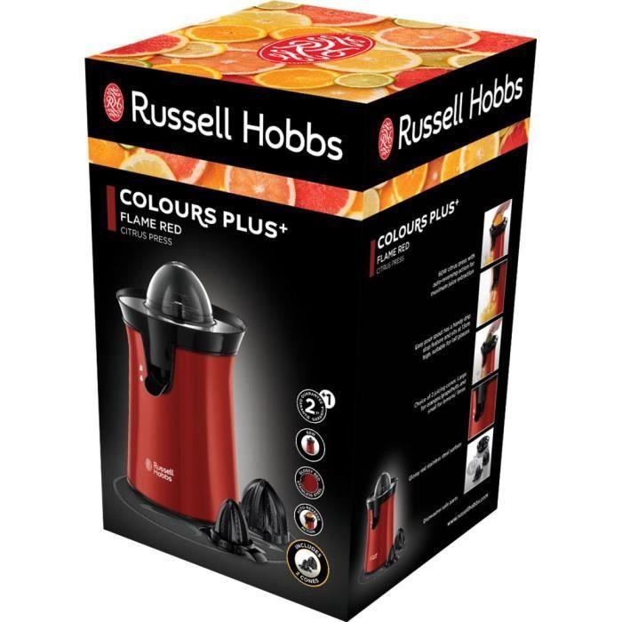 Russell Hobbs 26010-56 Presse Agrumes Electrique, 2 Sens Rotation, 2 Cônes Interchangeables - Rouge