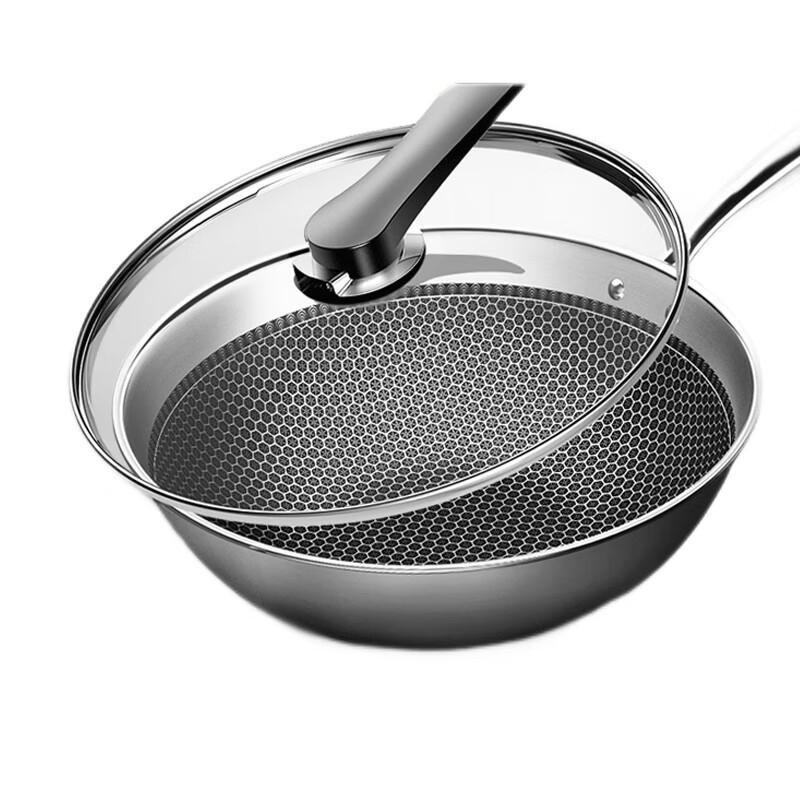Kangbach 32cm 304 Stainless Steel Honeycomb Non-stick Wok