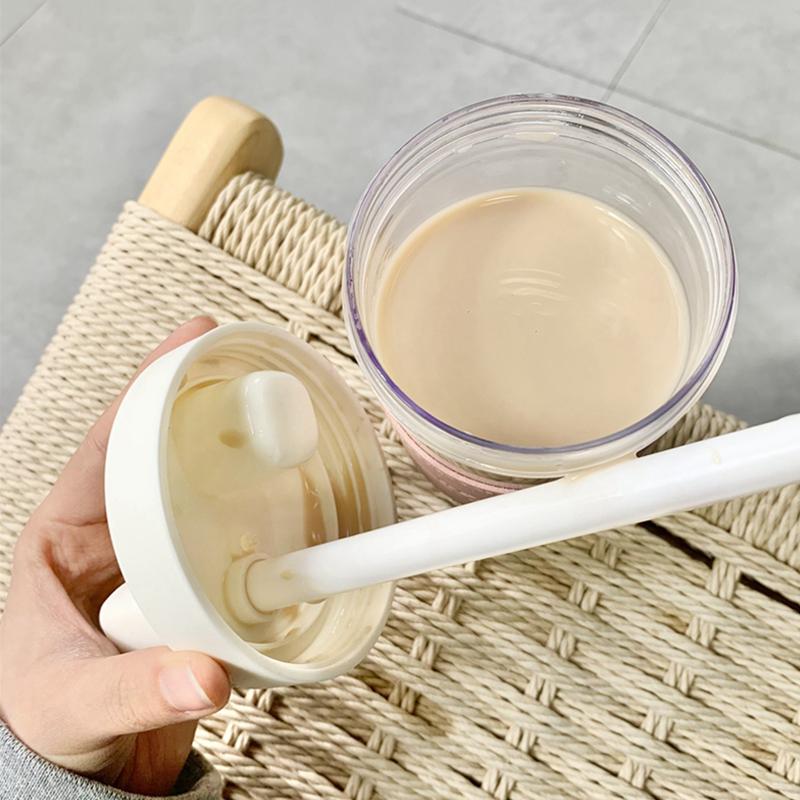 500/850ml Water Bottles Straw Plastic Cup Milk Juice Cup with Lid Leather Case Bubble Tea Coffee Cups Large Capacity Drinkware