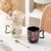 Linglong Flower Coffee Cup Saucer Set High Value Ceramic Mug Original Watercolor Fashion Ceramic Coffee Cup Saucer