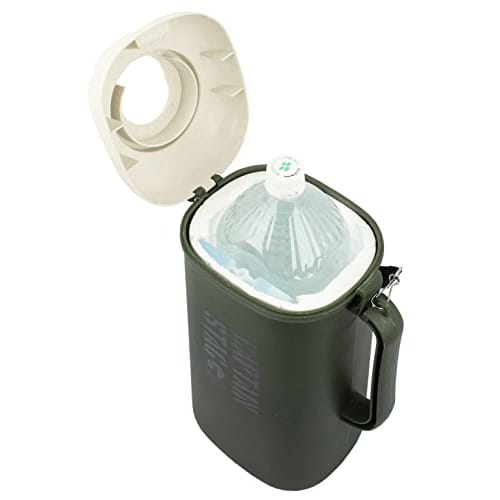 Captain Stag UE-2038 PET Bottle Holder, Cooler for 2L PET Bottles, Includes Ice Packs, 3 Cups, and Shoulder Strap, Dark Green