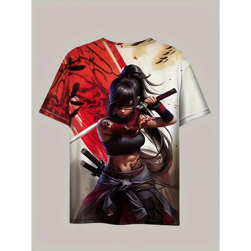Summer Personalized Fashion Trend Japanese Samurai 3D Printed T-shirt Hip-hop Ronin Swordsman XXS