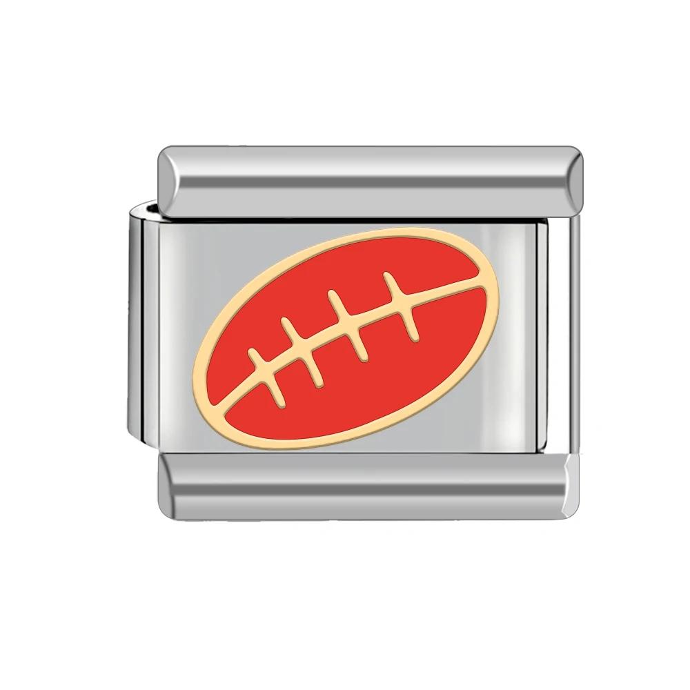 Sports Series Italian Charm Stainless Steel Bracelet 9mm Diy American Football Soccer Basketball