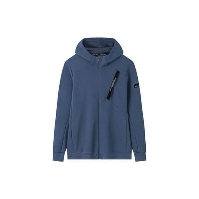 Anta Solid Color Thickened Knitted Sports Jacket With Hood Men Jackets Whale-Fin-Blue 152337709N-3