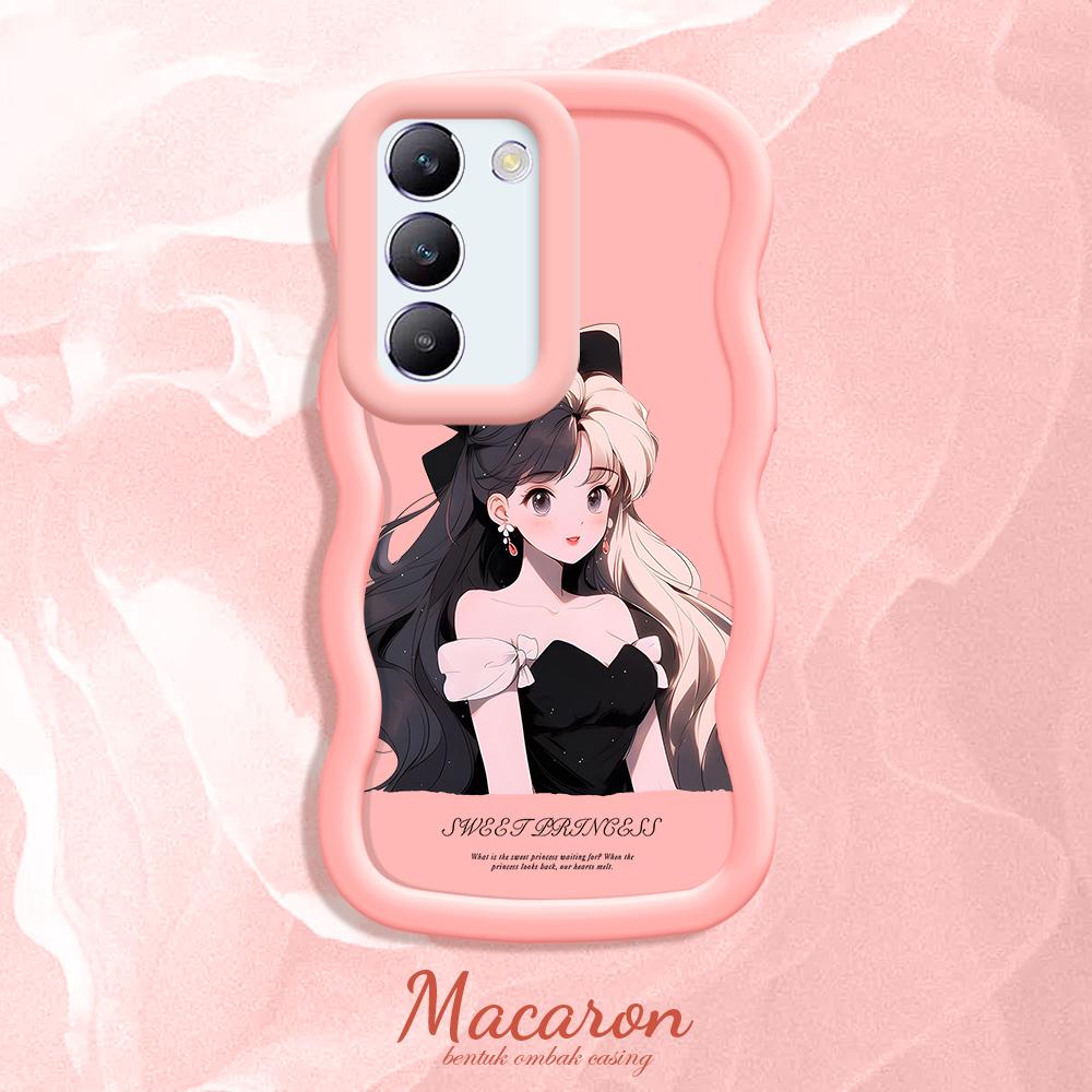 

Окрашенный узор Big Wave Edge Мягкий силиконовый материал Macaron чехол для телефона противоударный защитный резиновый чехол для OnePlus Vivo Motorola Moto Vivo Y27S розовый