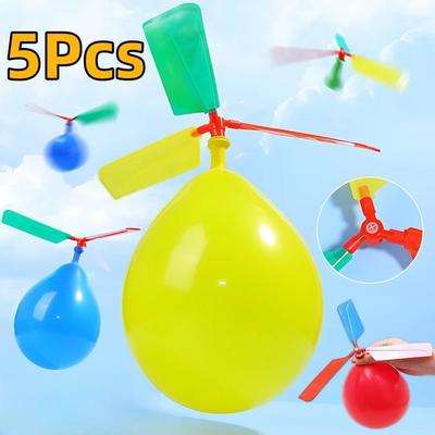 5Pcs Propeller Balloon Helicopter Toys Children'S Diy Balloon With Whistle Outdoor Flying Balloon Birthday Party Decoration Gift