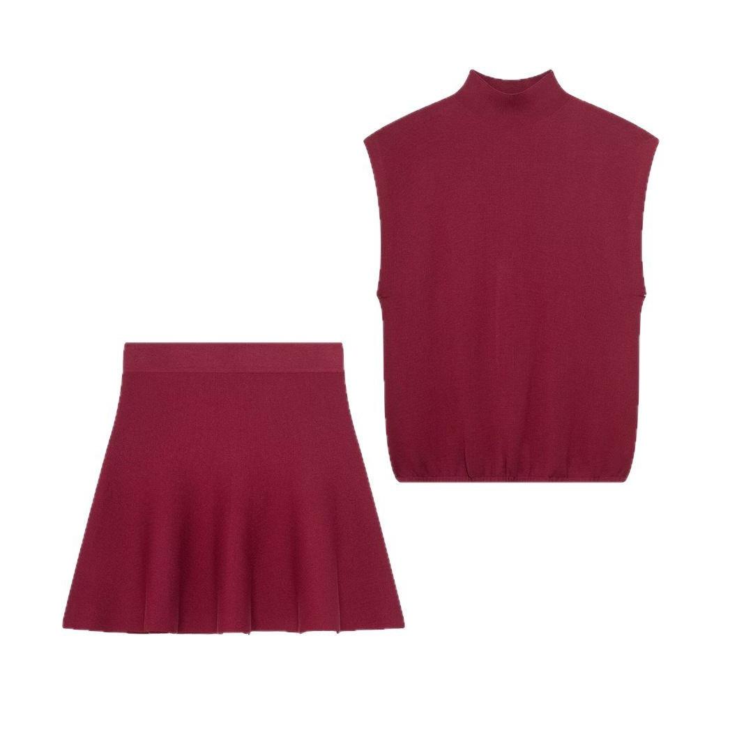 

TAOP&ZA Spring/Summer Women s Knitted Top & Skirt Set Small
