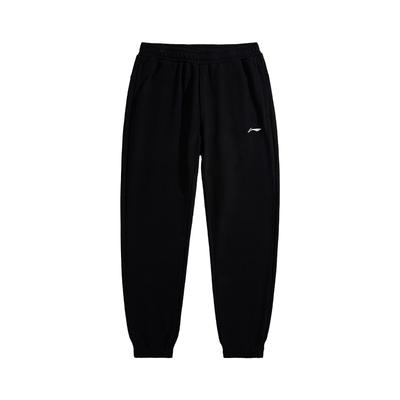 Elastic Solid Color Loose Fit Cuffed Training Knit Pants Men Bottoms Black AKLUE27-1