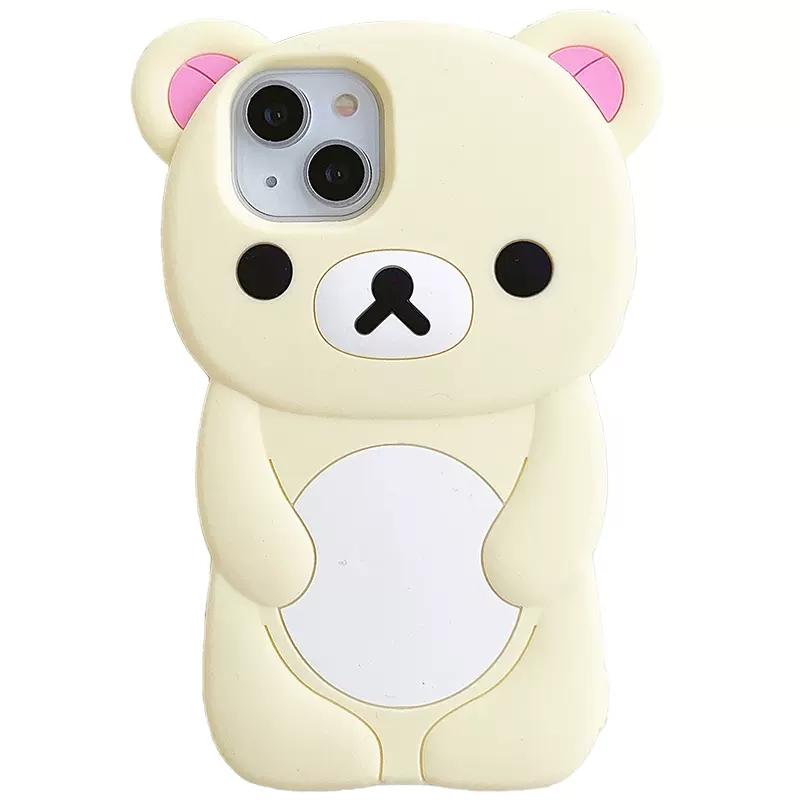 Rilakkuma Bear Silicone Soft Cover Case For iPhone 16 15 14 13 12 11 Pro Max Mini Plus Xs XR 6 7 8 Plus
