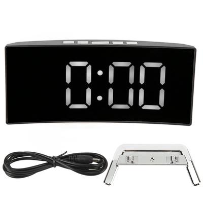 Digital Alarm Clock Mirror Smart Light Sensing Curved Screen LED Clock Digital Temperature Display