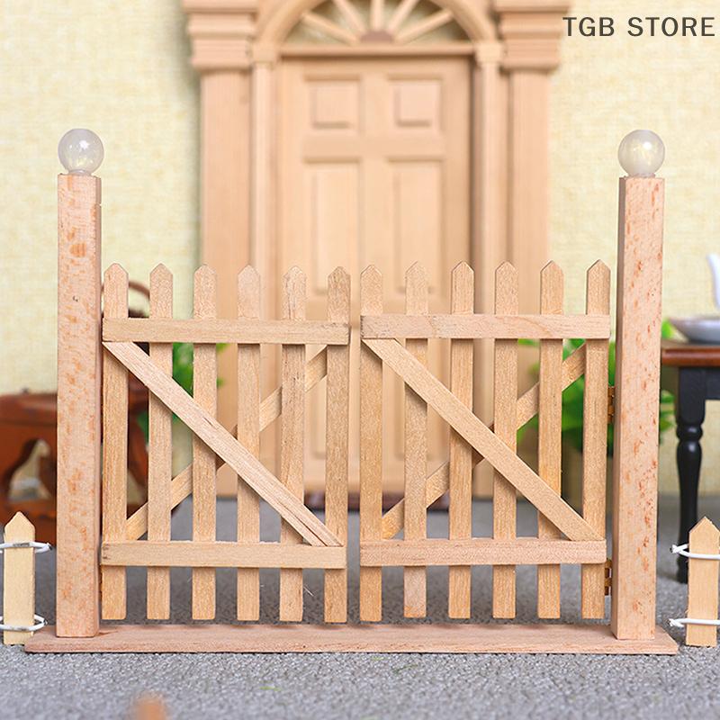 1/12 Wood Fence Gate Model Miniature Fairy Garden Door Dollhouse Simulation Furniture Decoration Toys