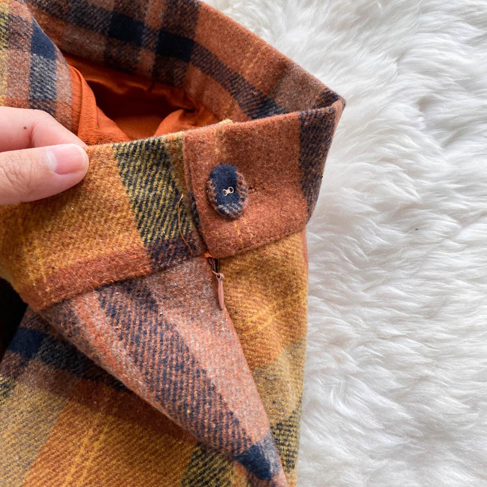 Dámske jeseň zima nová móda pletený sveter s dlhým rukávom topy kockované vlnené sukne dvojdielne súpravy