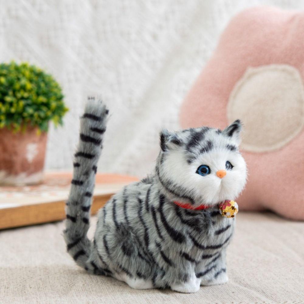 Fluffy Simulation Cat Plush Toy Creative Imitation Cat Plush Doll  Children Toys