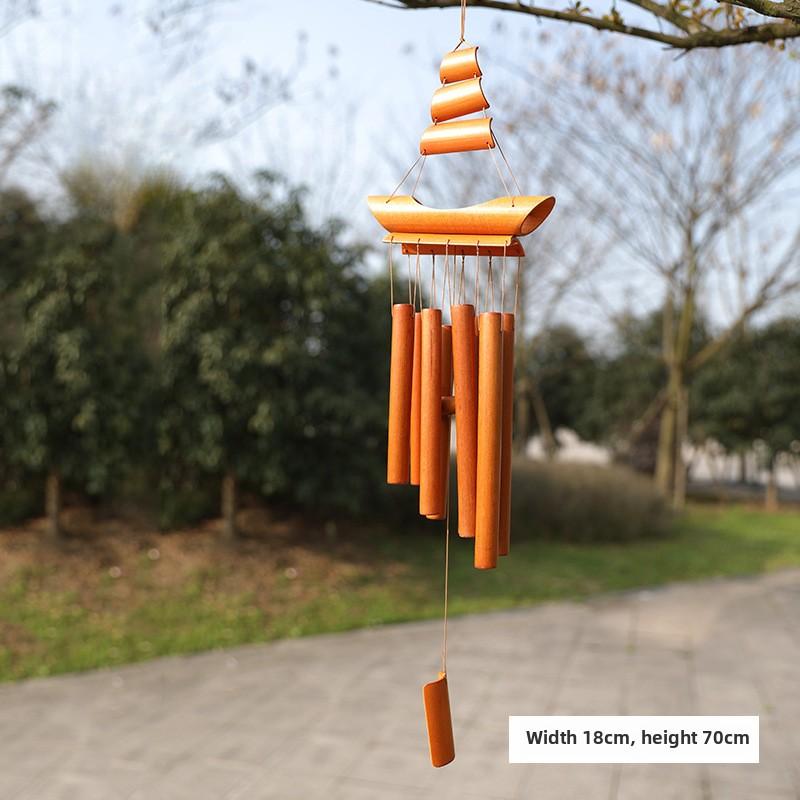 Natural Bamboo Outdoor Wind Chimes Handmade Vintage Style Garden Decor Hanging Ornament Eco-Friendly Home Door Window Decoration