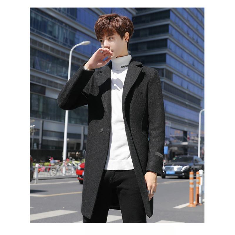 

Мужской тренчкот Мужское пальто Мужское осенне-зимнее шерстяное пальто Пальто средней и длинной длины Свободное 5XL