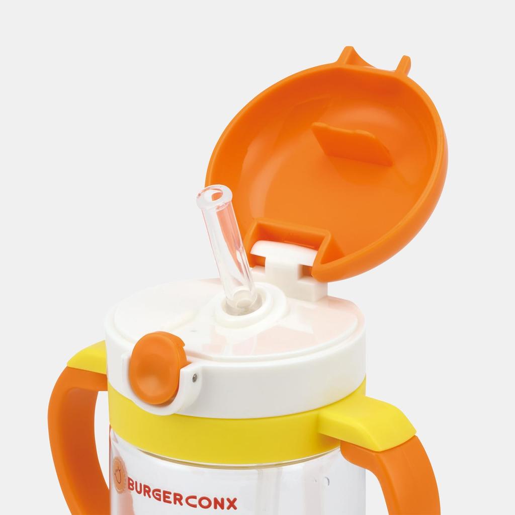 Skater Baby Straw Mug with Foldable Handle and Shoulder Suitable for Ages 1 Year and Burger Concus KSHW2N Strap, 2-Way Type, 370ml, Up,