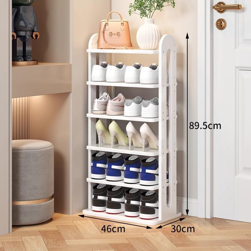 Adjustable Solid Wood Shoe Rack - Slim Entryway Organizer for Small Spaces Multi-Tier Storage Shelf for Dorms/Apartments &Closet