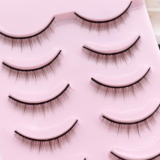 Yousheng 5 Pairs False Eyelash 3D Effect Extension Short Handmade Stems Makeup Natural Thick Soft Lashes for Girl