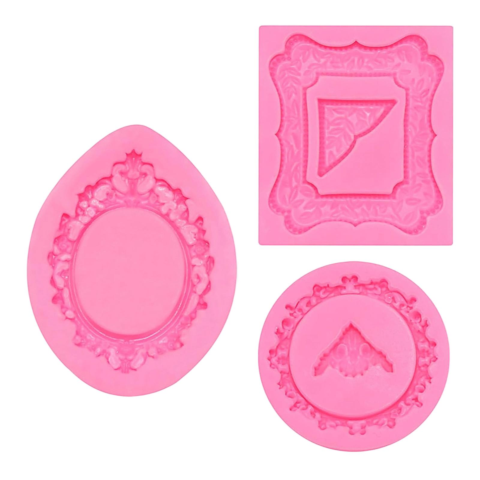 

European Embossed Fondant Mirror Frame Vintage Pattern Photo Frame Chocolate Cake Decoration Baking Mold Silicone One Size