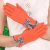 Warm gloves autumn and winter women's bow thickened fleece cold-proof outdoor riding non-inverted fleece touch screen gloves