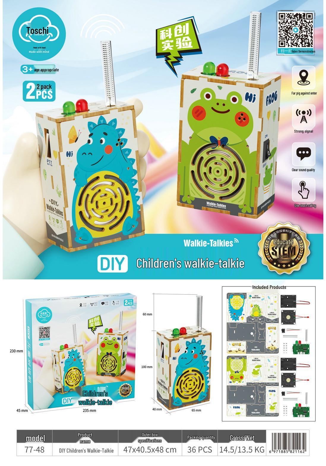 DIY Cartoon Walkie Talkie Kit for Kids – Educational Parent-Child Toy