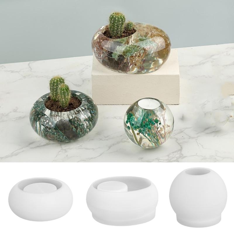 Craft Molds Candle Bracket Molds Round Shape Crafting Molds Unique Candle Holder Molds for Home and Table Decorating