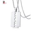 Stilvoller Doppelkanten-Rasierklingen-Anhänger für Herren Halskette Edelstahl Lässiger Herrenhalsband Geschenke Mit 20"/24" Kette