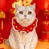 New Year Red Knitted Scarf for Cats and Dogs - Warm Wool Bib for Spring Festival