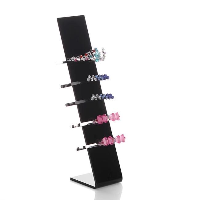 Cross-border Acrylic L-shaped Hair Clip & Jewelry Display Stand - Black Transparent. чёрный