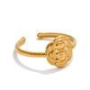 Yhpup Adjustable Stainless Steel Metal Flower Open Ring PVD Plated Golden Fashion Jewelry Wholesale for Women