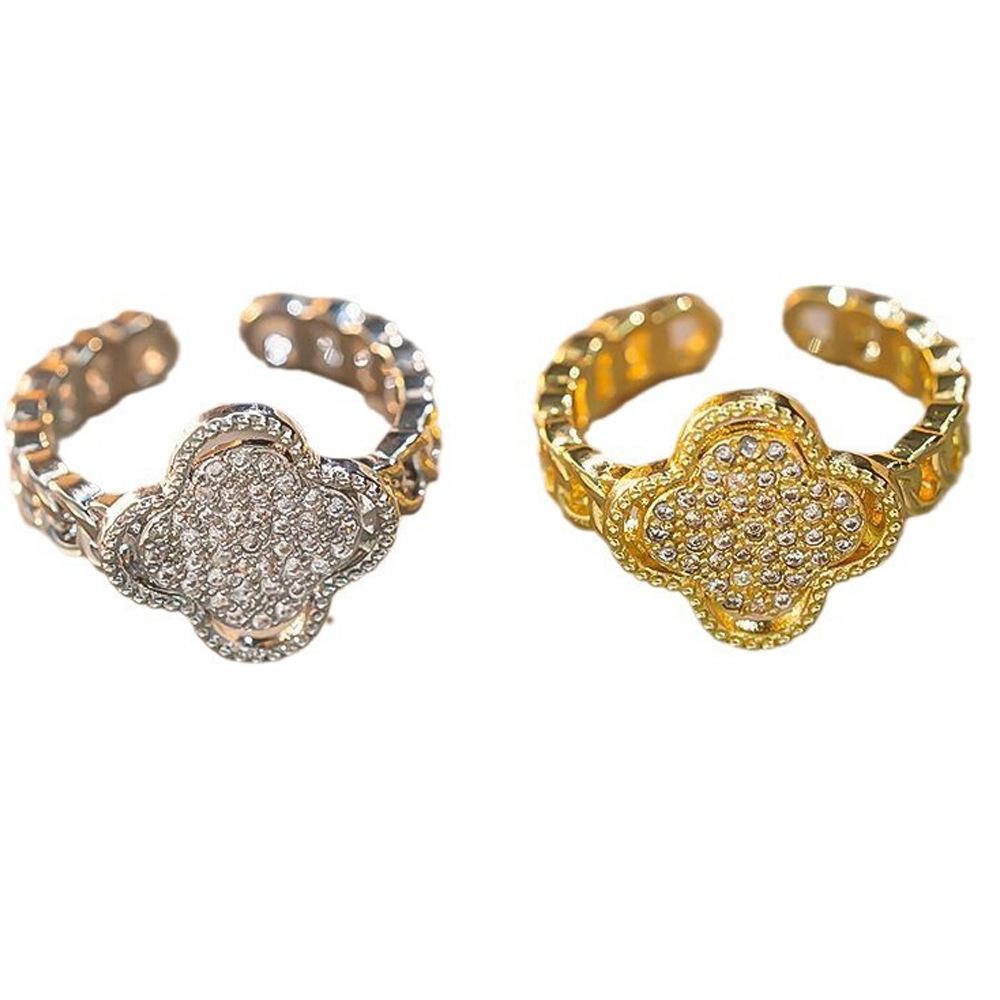 Neuer Modetrend Personalisiertes Design Vierblättriges Kleeblatt Ring Mädchen Temperament Süßer Cooler Stil Ring