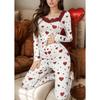 New Loungewear Love Printed Pajamas Love Long Sleeves Trousers Set Can Be Worn Outside European and American Women's Pajamas