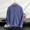 Winter thickened stand-up neck cashmere cardigan semi-turtleneck cashmere shirt zipper jacket air layer top